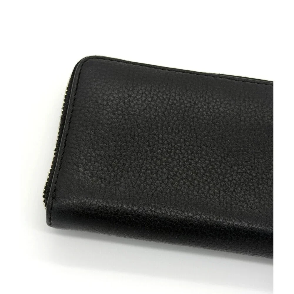 Michael Kors Jet Set Large Travel Continental Black Pebbled Leather Zip Wallet